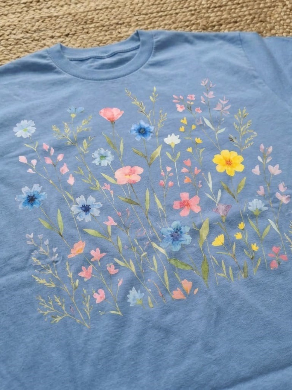 Gildan Blue Wildflower Garden Graphic Tee - Picture 2 of 3